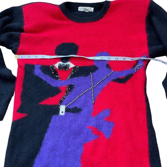 Semplice Sweater Tango Dancing Sequins Angora Lambswool wearable Art Vintage P - Picture 11 of 12